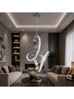 Reel Avize Cizgili Profil Damla LED Avize Kristal Silikonlu - 3 Renk Kumandalı