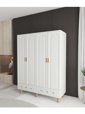 T&B Mila 4 Kapaklı Çekmeceli Gardırop - Tamamı Mdf
