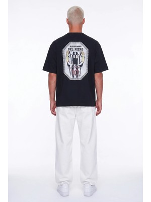 Respire Erkek Del Piero Baskılı Oversize T-Shirt Siyah