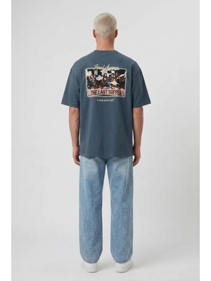 Respire Erkek Final Supper Nakışlı Oversize T-Shirt Petrol