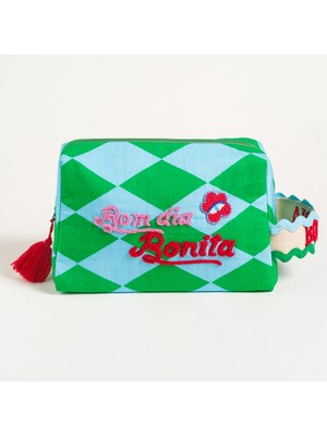 Zsa Zsa Zsu Rajpath Yeşil - Mavi Makyaj Çantası 25X16X10.5 cm