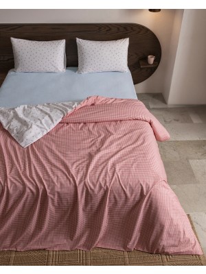 Flamingo Home Collections Zelie Çift Kişilik %100 Pamuk Ranforce Baskılı Çarşaflı Nevresim Takımı - Kırmızı