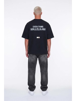 Respire Erkek Hallelujah Baskılı Oversize T-Shirt Siyah