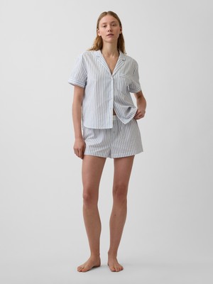 Gap Kadın Mavi Poplin Boxer Pijama Şort