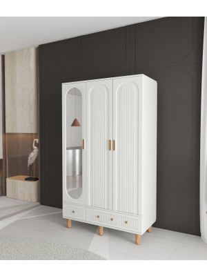 T&B Mila 3 Kapaklı Çekmeceli Gardırop - Tamamı Mdf