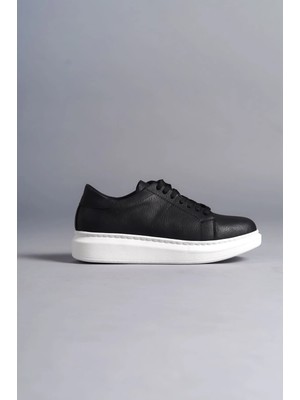 Arda SLW151 Boost Bağcıklı Cilt Erkek Günlük Sneaker Ayakkabı Bt Siyah