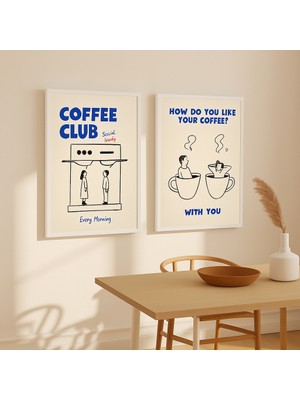 Nt Handmade Çerçeveli Uv Baskı 2'li Coffee Duvar Tablosu Modern Şık Mutfak Kahve Köşesi Duvar Dekoru