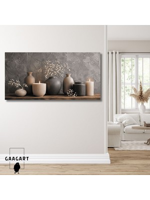 Gaagart Panoramik Kanvas Tablo Dijital Baskı Soft Renkli Mum ve Çiçek