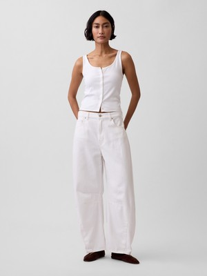 Gap Kadın Beyaz High Rise Ultrasoft Horseshoe Jean Pantolon