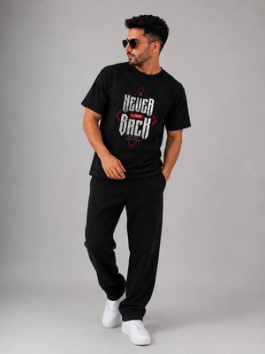 Enb1r Moda Motivasyon Yazı Baskılı Premium Unisex Siyah T-Shirt