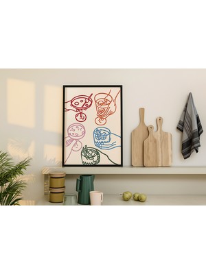 Nt Handmade Çerçeveli Uv Baskı Cocktails Duvar Tablosu Modern & Şık Mutfak Kahve Köşesi Duvar Dekoru