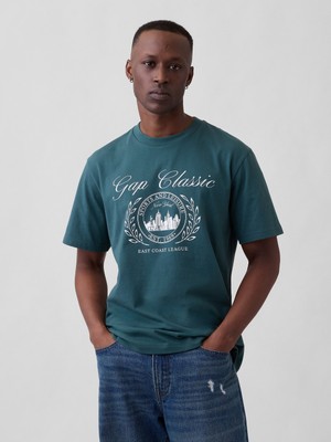 Gap Erkek Koyu Yeşil Everyday Soft Relaxed Grafik T-Shirt