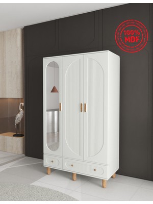 T&B Soho 3 Kapaklı Çekmeceli Gardırop - Tamamı Mdf