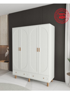 T&B Soho 4 Kapaklı Çekmeceli Gardırop - Tamamı Mdf