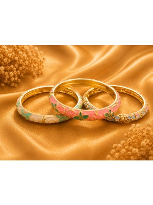 Jammy Jewerly 3'lü Desenli Mineli Kelepçe Bilezik Seti
