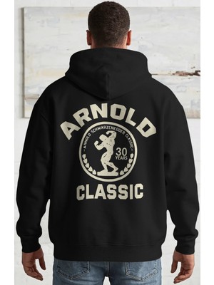 Sevbano Arnold Classic Fitness Gym Bodybuilding Sporcu Sırt Baskılı Unisex Oversize Penye Hoodie