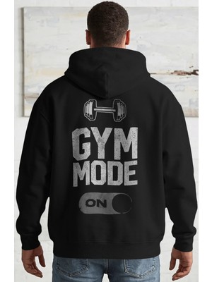 Sevbano Gym Mode On Fitness Gym Bodybuilding Sporcu Sırt Baskılı Unisex Oversize Penye Hoodie