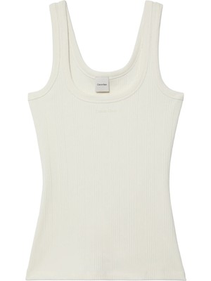 Calvin Klein Kadın Beyaz Calvin Klein Sl Varıgated Rıb Nan Beyaz Kadın Fitilli Pamuklu Askılı Bluz