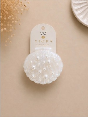 Yiora Premium Seri Ithal Asetat Kemik Istiridye Kabuğu Inci Detaylı Küçük Boy Kaydırmaz Mandal Toka
