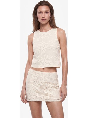 Koton Pamuklu Slim Fit Süper Mini Kroşe Etek