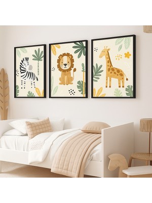 Nt Handmade Çerçeveli Uv Baskı Hayvanlar Duvar Tablosu – Modern & Şık Bebek Çocuk Odası Duvar Dekoru