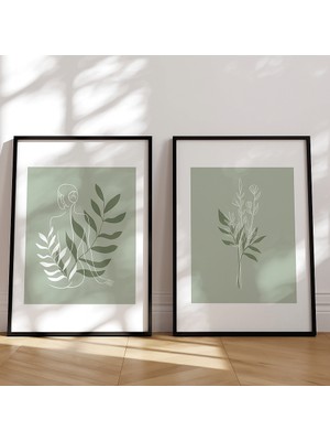 Nt Handmade Çerçeveli Uv Baskı 2'li Zarif Soyut Çiçek Duvar Tablosu – Modern & Şık Duvar Dekoru