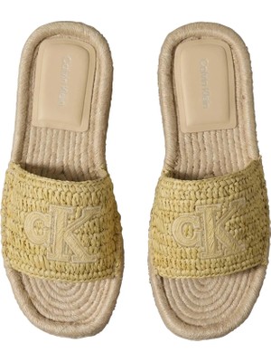Calvin Klein Kadın Sarı Calvin Klein Flatf Espadrılle Raf Sarı Kadın Platform Espadril Terlik
