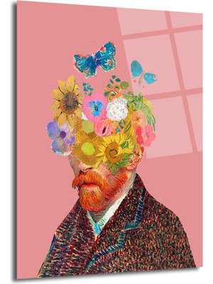 GLAZELLA Van Gogh Çiçek Başlı Hayalperest Cam Tablo