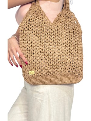 Helybag El Yapımı Örgü Omuz Çantası – Astarlı, Heybe Çanta, Bohem & Minimal Stil Yazlık Kadın Çanta