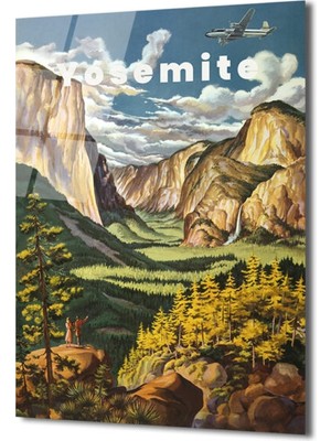 GLAZELLA Yosemite Milli Parkı Vintage Manzara Cam Tablo