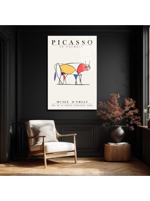 GLAZELLA Picasso Le Taureau Soyut Boğa Sanatı Cam Tablo