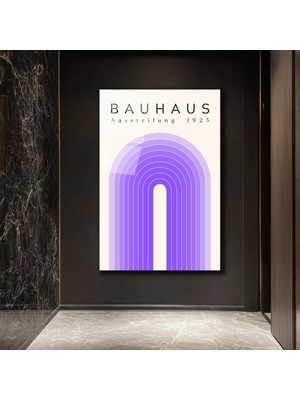 GLAZELLA Bauhaus Estetiği Mor Tonlar Cam Tablo - Modern Sanat Koleksiyonu