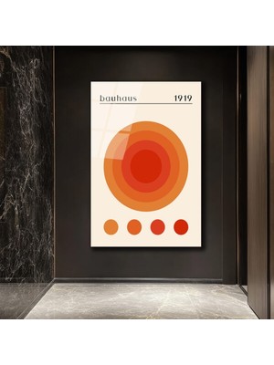 GLAZELLA Bauhaus 1919 Güneş Desenli Turuncu Cam Tablo