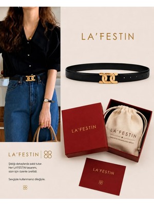 Lafestin Gold Toka Kadın Kemer , Pantolon Kemeri, Gömlek Kemeri,ceket Kemeri