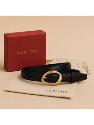 Lafestin Hakiki Deri Gold Toka Kadın Kemeri Pantolon Kemeri, Gömlek Kemeri
