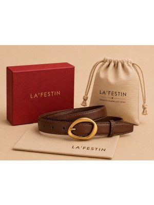 Lafestin Hakiki Deri Gold Toka Kadın Kemeri Pantolon Kemeri, Gömlek Kemeri