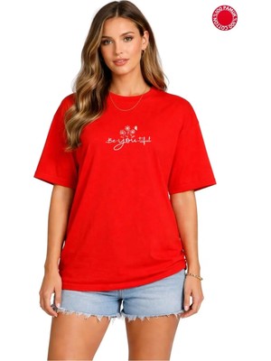 Luliana 1.kalite Baskılı Oversize T-Shirt Günlük Tişört Trend Moda ve Modern Stil Styel %100 Organik Pamuk Relaxed