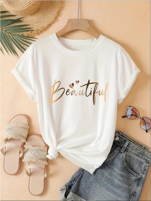 Luliana 1.kalite Baskılı Oversize T-Shirt Günlük Tişört Trend Moda ve Modern Stil Styel %100 Organik Pamuk Relaxed