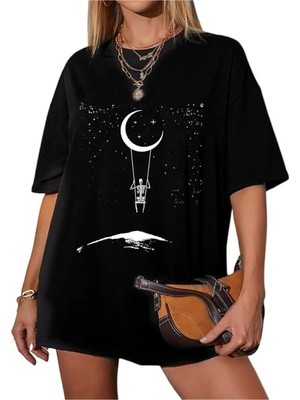 Luliana Baskılı Premium Kalite Yıkama Sokak Stili Oversize T-Shirt