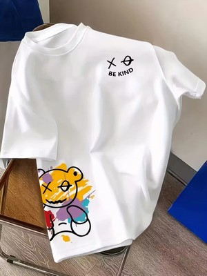 Luliana 1.kalite Baskılı Oversize T-Shirt Günlük Tişört Trend Moda ve Modern Stil Styel %100 Organik Pamuk Relaxed
