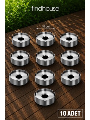 Paslanmaz Çelik 10LU Metal Kül Tablası Küllük , Cafe , Ev , Restaurant