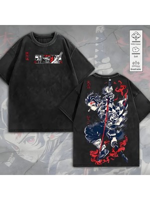 Luliana Baskılı Premium Kalite Yıkama Sokak Stili Oversize T-Shirt
