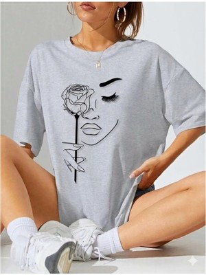 Luliana Baskılı Premium Kalite Yıkama Sokak Stili Oversize T-Shirt