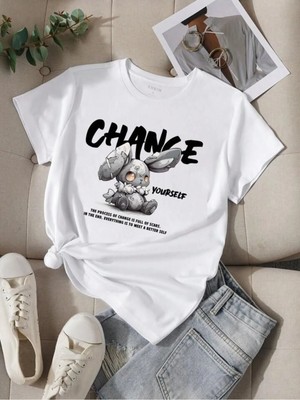 Luliana Baskılı Premium Kalite Yıkama Sokak Stili Oversize T-Shirt