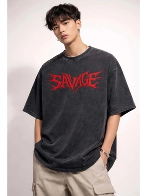 Luliana Baskılı Premium Kalite Yıkama Sokak Stili Oversize T-Shirt