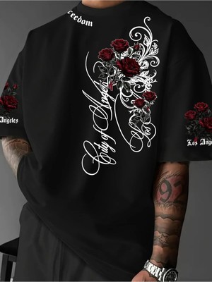 Luliana 1.kalite Baskılı Oversize T-Shirt Günlük Tişört Trend Moda ve Modern Stil Styel %100 Organik Pamuk Relaxed