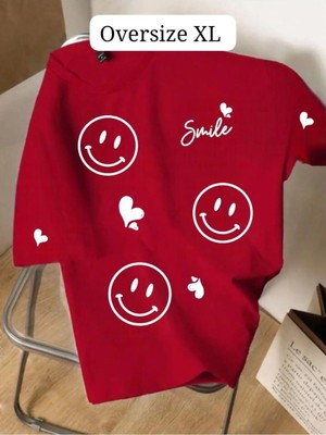 Luliana 1.kalite Baskılı Oversize T-Shirt Günlük Tişört Trend Moda ve Modern Stil Styel %100 Organik Pamuk Relaxed