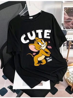 Luliana Baskılı Premium Kalite Yıkama Sokak Stili Oversize T-Shirt