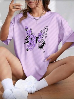 Luliana Baskılı Premium Kalite Yıkama Sokak Stili Oversize T-Shirt