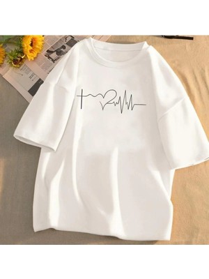 Luliana 1.kalite Baskılı Oversize T-Shirt Günlük Tişört Trend Moda ve Modern Stil Styel %100 Organik Pamuk Relaxed